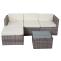 Poly-Rattan-Garnitur HWC-D28, Gartengarnitur Sofa Set ~ grau, Polster creme ohne Deko-Kissen/Abdeckung