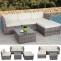 Poly-Rattan-Garnitur HWC-D28, Gartengarnitur Sofa Set ~ grau, Polster creme ohne Deko-Kissen/Abdeckung