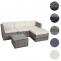 Poly-Rattan-Garnitur HWC-D28, Gartengarnitur Sofa Set ~ grau, Polster creme ohne Deko-Kissen/Abdeckung