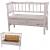 Sitzbank T207, Bank Truhenbank Holzbank Aufbewahrungstruhe, Staufach Kissen Holz 119cm ~ wei, shabby