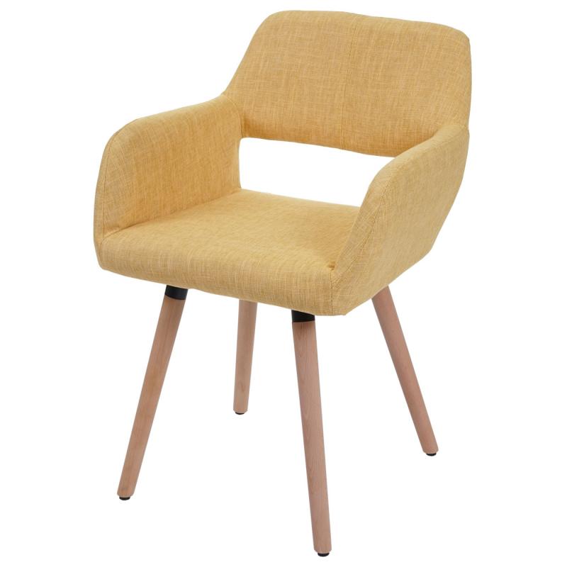 Esszimmerstuhl HWC-A50 II, Stuhl Kchenstuhl, Retro 50er Jahre Design ~ Textil, gelb, helle Beine