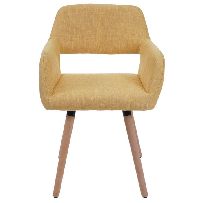 Esszimmerstuhl HWC-A50 II, Stuhl Kchenstuhl, Retro 50er Jahre Design ~ Textil, gelb, helle Beine
