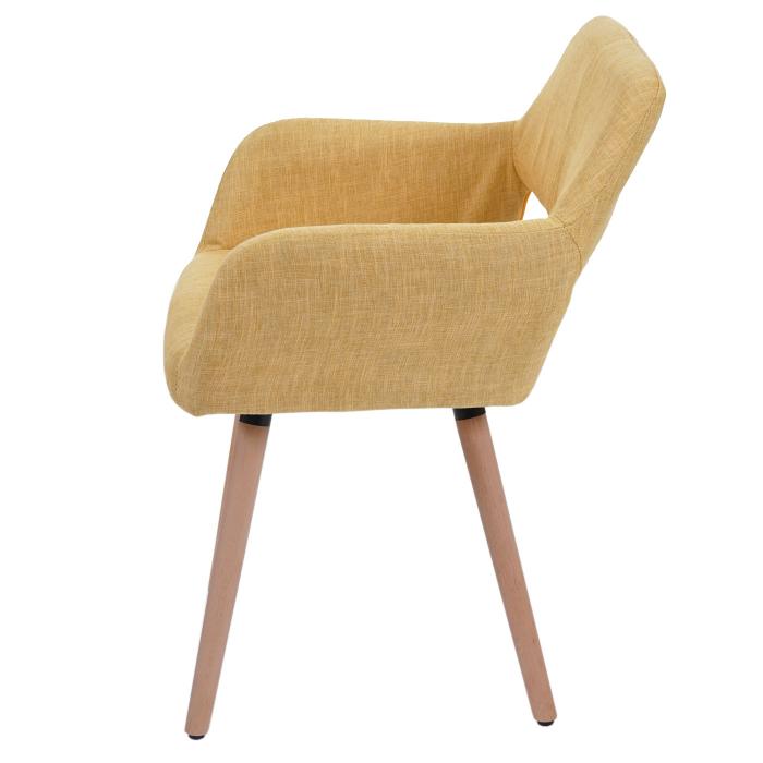Esszimmerstuhl HWC-A50 II, Stuhl Kchenstuhl, Retro 50er Jahre Design ~ Textil, gelb, helle Beine