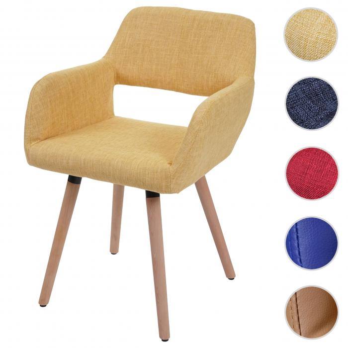 Esszimmerstuhl HWC-A50 II, Stuhl Kchenstuhl, Retro 50er Jahre Design ~ Textil, gelb, helle Beine
