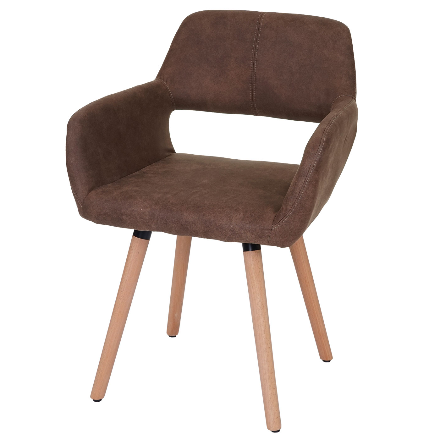 Esszimmerstuhl HWC-A50 II, Stuhl Küchenstuhl, Retro 50er Jahre Design ~  Textil, vintage braun, helle Beine von Heute-Wohnen | Stühle
