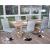 6x Esszimmerstuhl HWC-C41, Stuhl Küchenstuhl, höhenverstellbar drehbar, Stoff/Textil ~ vintage betongrau