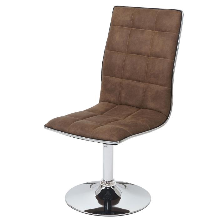 6er-Set Esszimmerstuhl HWC-C41, Stuhl Küchenstuhl, höhenverstellbar drehbar, Stoff/Textil FSC® ~ vintage braun
