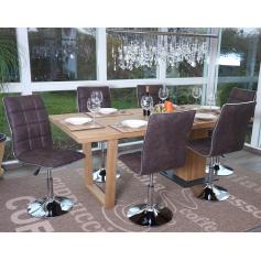 6er-Set Esszimmerstuhl HWC-C41, Stuhl Küchenstuhl, höhenverstellbar drehbar, Stoff/Textil ~ vintage dunkelbraun