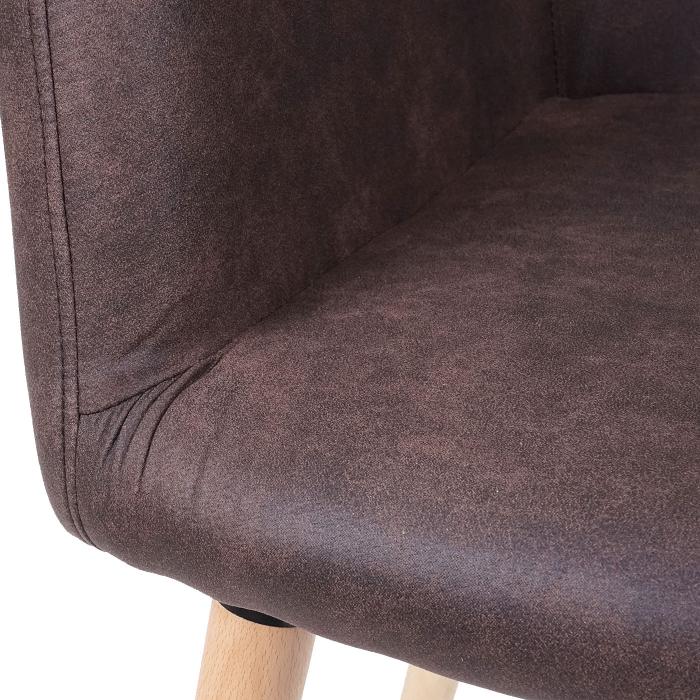 6er-Set Esszimmerstuhl Malmö T381, Stuhl Küchenstuhl, Retro 50er Jahre Design ~ Textil, vintage dunkelbraun, helle Beine