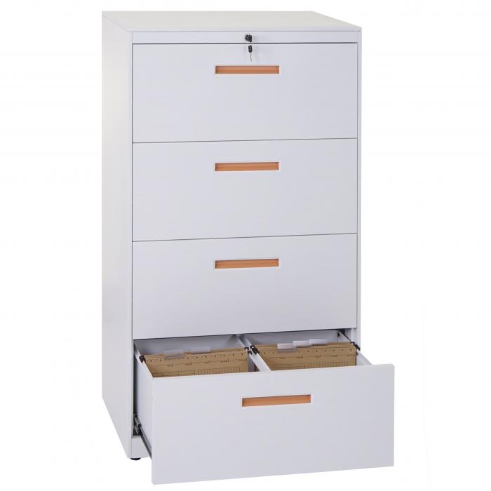 Hngeregisterschrank HWC-A10, Aktenschrank Broschrank Stahlschrank, A4 abschliebar ~ 132x76x46cm wei