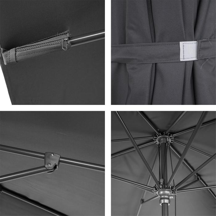 Luxus-Sonnenschirm HWC-A37, Marktschirm Gartenschirm, 3x3m (4,24m) Polyester/Alu 10kg ~ anthrazit ohne Stnder