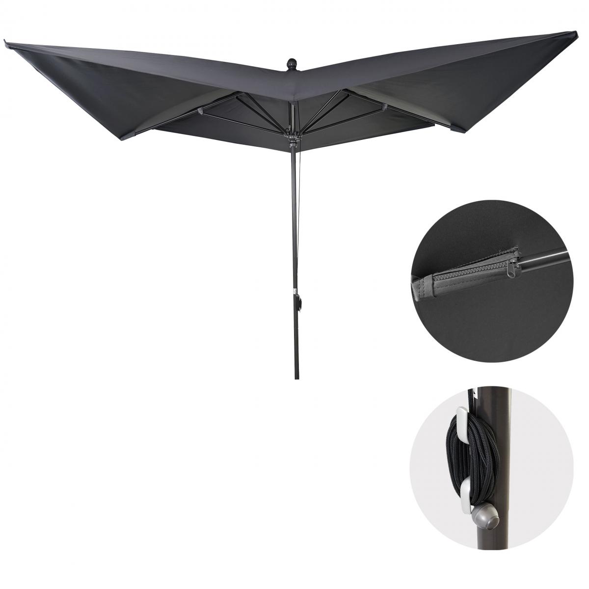 Luxus-Sonnenschirm HWC-A37, Marktschirm Gartenschirm, 3x3m (4,24m) Polyester/Alu 10kg ~ anthrazit ohne Stnder