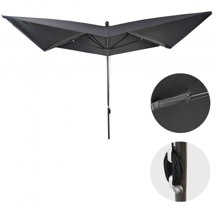 Luxus-Sonnenschirm HWC-A37, Marktschirm Gartenschirm, 3x3m (4,24m) Polyester/Alu 10kg ~ anthrazit ohne Stnder