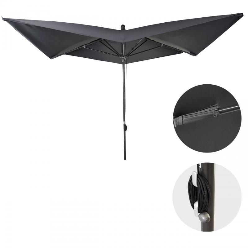 Luxus-Sonnenschirm HWC-A37, Marktschirm Gartenschirm, 3x3m (4,24m) Polyester/Alu 10kg ~ anthrazit ohne Stnder