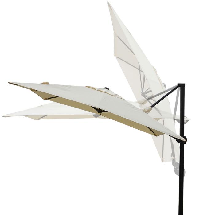 Gastronomie-Ampelschirm HWC-A39, 3x3m (Ø4,24m) schwenkbar drehbar, Polyester/Alu 31kg ~ creme ohne Ständer