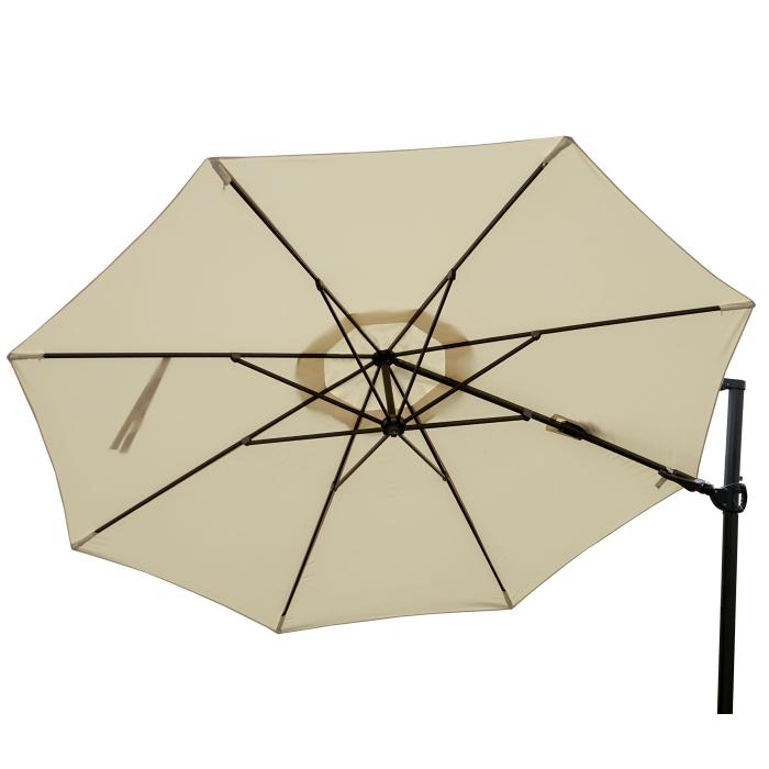 Gastronomie-Ampelschirm HWC-A39, Sonnenschirm, schwenkbar drehbar  3,5m Polyester/Alu 34kg ~ creme mit Stnder