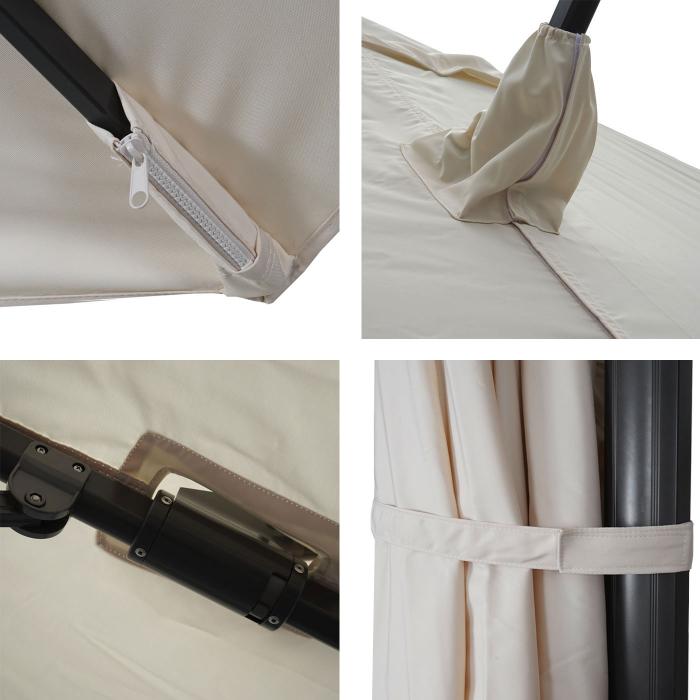 Gastronomie-Ampelschirm HWC-A39, Sonnenschirm, schwenkbar drehbar  3,5m Polyester/Alu 34kg ~ creme mit Stnder