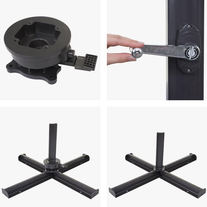 Gastronomie-Ampelschirm HWC-A39, Sonnenschirm, schwenkbar drehbar  3,5m Polyester/Alu 34kg ~ creme mit Stnder