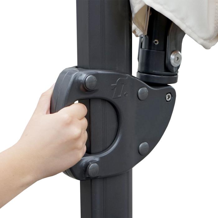 Gastronomie-Ampelschirm HWC-A39, Sonnenschirm, schwenkbar drehbar  3,5m Polyester/Alu 34kg ~ creme mit Stnder