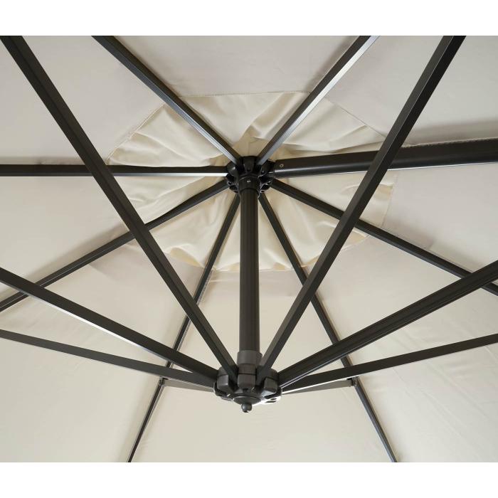 Gastronomie-Ampelschirm HWC-A39, Sonnenschirm, schwenkbar drehbar  3,5m Polyester/Alu 34kg ~ creme mit Stnder
