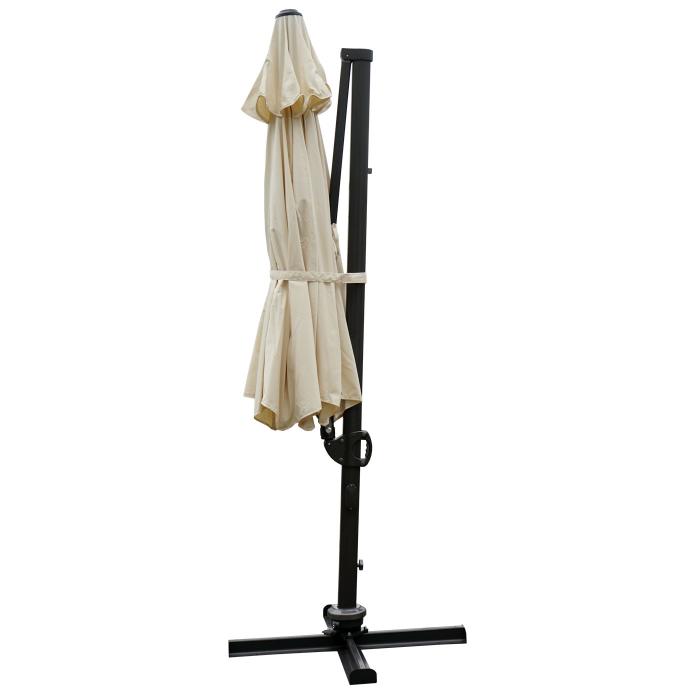 Gastronomie-Ampelschirm HWC-A39, Sonnenschirm, schwenkbar drehbar  3,5m Polyester/Alu 34kg ~ creme ohne Stnder