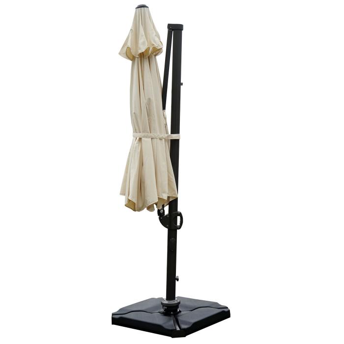 Gastronomie-Ampelschirm HWC-A39, Sonnenschirm, schwenkbar drehbar  3,5m Polyester/Alu 34kg ~ creme mit Stnder