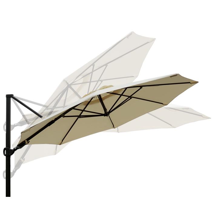 Gastronomie-Ampelschirm HWC-A39, Sonnenschirm, schwenkbar drehbar  3,5m Polyester/Alu 34kg ~ creme mit Stnder