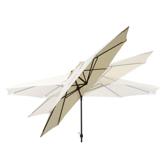 Gastronomie-Ampelschirm HWC-A39, Sonnenschirm, schwenkbar drehbar  3,5m Polyester/Alu 34kg ~ creme mit Stnder
