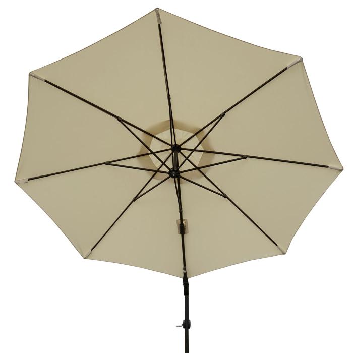 Gastronomie-Ampelschirm HWC-A39, Sonnenschirm, schwenkbar drehbar  3,5m Polyester/Alu 34kg ~ creme mit Stnder