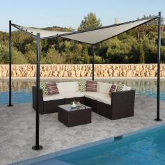 Pergola HWC-A41, Garten Pavillon Sonnensegel, stabiles 6cm Stahl-Gestell ~ 4x4m creme