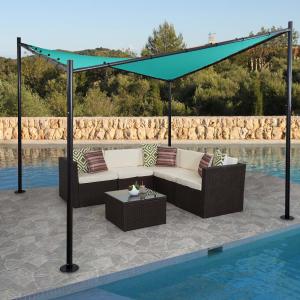 Pergola HWC-A41, Garten Pavillon Sonnensegel, stabiles 6cm Stahl-Gestell ~ 4x4m trkis