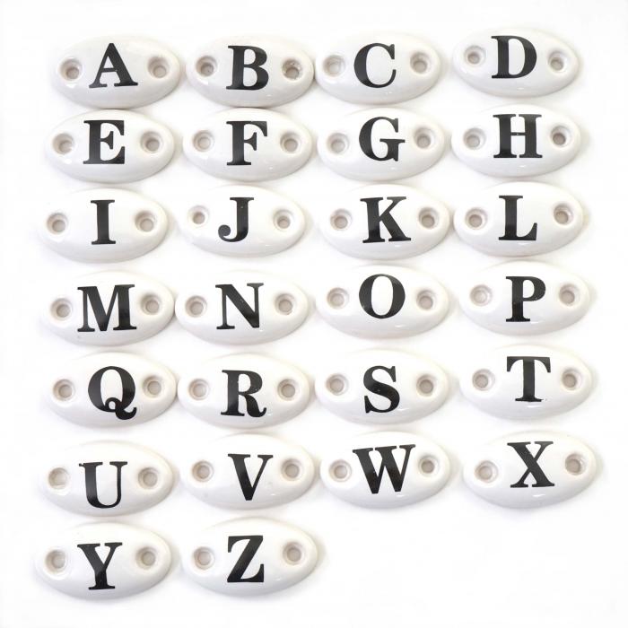 Button A-Z HWC-A43, Buchstaben Letter Schild Deko, Keramik, Zubehr