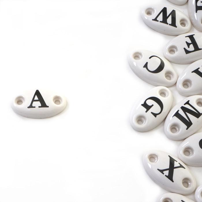 Button A-Z HWC-A43, Buchstaben Letter Schild Deko, Keramik, Zubehr