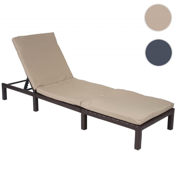 Poly-Rattan Sonnenliege HWC-A51, Relaxliege Gartenliege Liege ~ Basic braun, Kissen creme