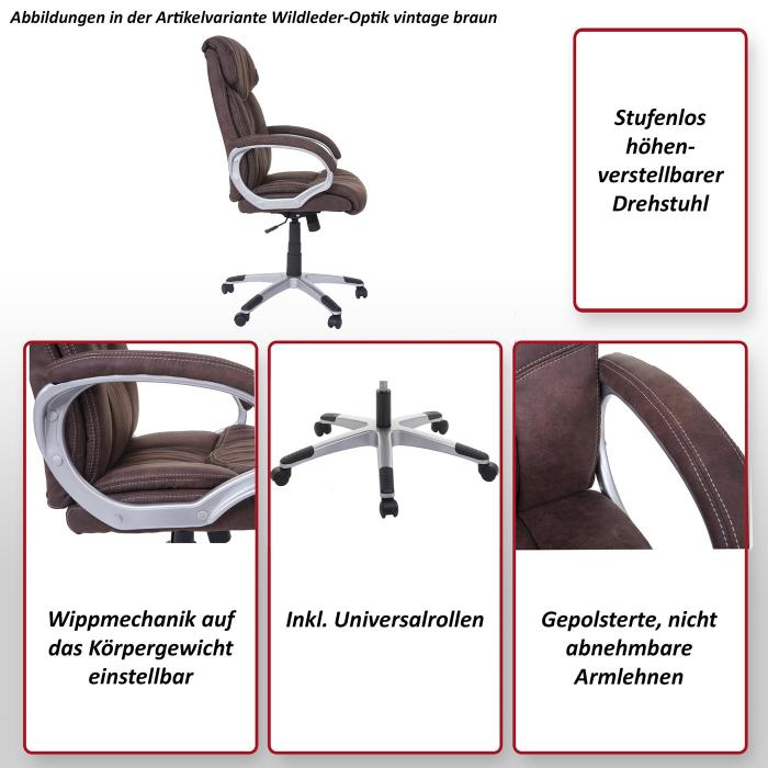 Brostuhl HWC-A71, Chefsessel Drehstuhl Schreibtischstuhl, Stoff/Textil ~ dunkelgrau