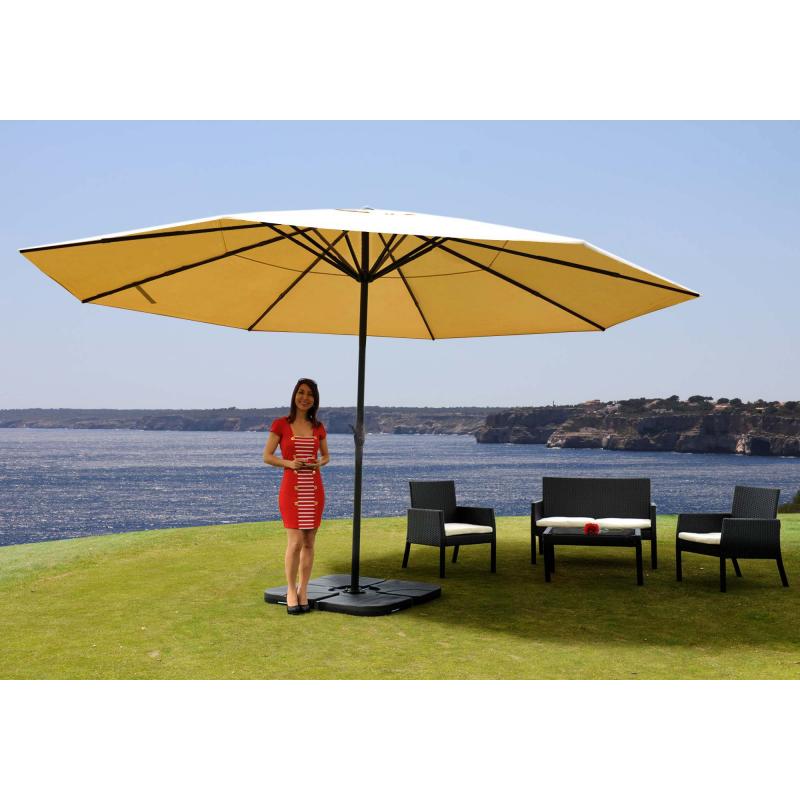 Sonnenschirm Meran Pro, Gastronomie Marktschirm ohne Volant Ø 5m Polyester/Alu 28kg ~ creme mit Ständer