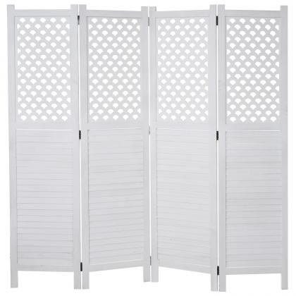 Paravent HWC-A84, Raumteiler Trennwand Sichtschutz, Ornamente 170x161cm ~ wei
