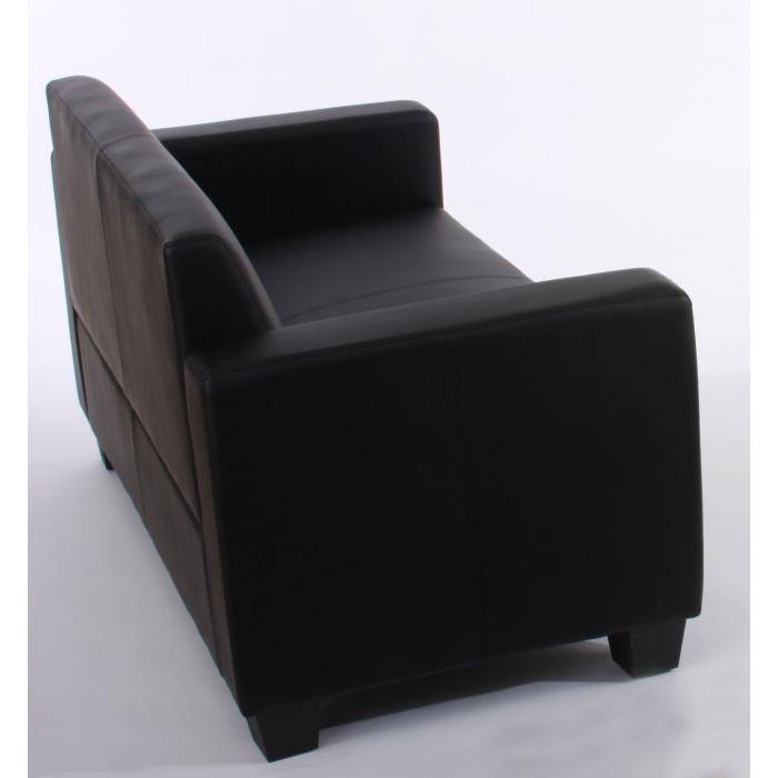 Modular 2er Sofa Couch Lyon Loungesofa Kunstleder 136cm ~ schwarz