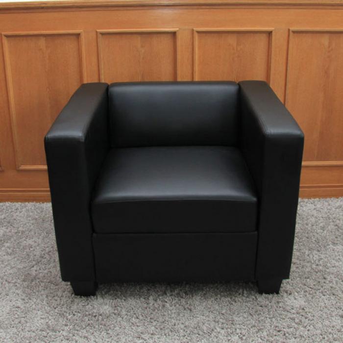 Sessel Loungesessel Lille ~ Leder, schwarz