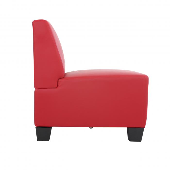 Modular 3-Sitzer Sofa Couch Lyon, Kunstleder ~ rot, ohne Armlehnen