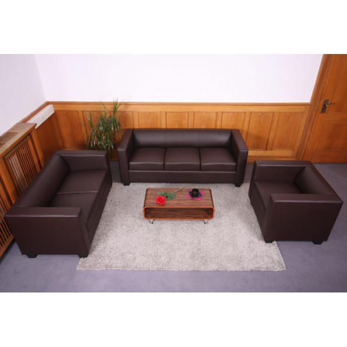 3er Sofa Couch Loungesofa Lille ~ Kunstleder, coffee