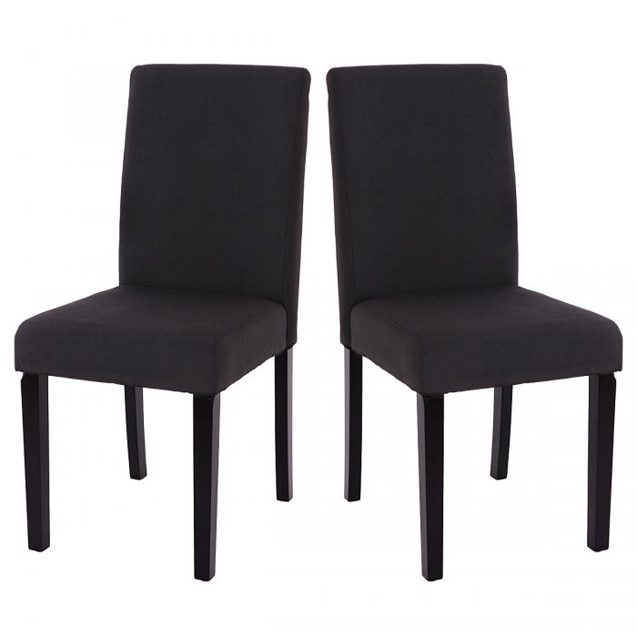 2er-Set Esszimmerstuhl Stuhl Küchenstuhl Littau ~ Textil, schwarz, dunkle Beine