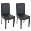 2x Esszimmerstuhl Stuhl Küchenstuhl Littau ~ Kunstleder, schwarz matt, dunkle Beine