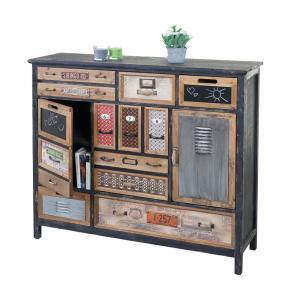 Apotheker-Schrank HWC-A43, Kommode, Tanne Holz massiv Vintage Shabby-Look 100x110x32cm