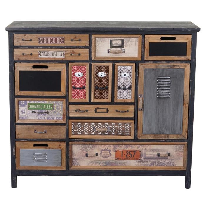 Apotheker-Schrank HWC-A43, Kommode, Tanne Holz massiv Vintage Shabby-Look 100x110x32cm