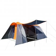 Campingzelt HWC-A99, 6-Mann Zelt Kuppelzelt Festival-Zelt, 6 Personen ~ orange/grau
