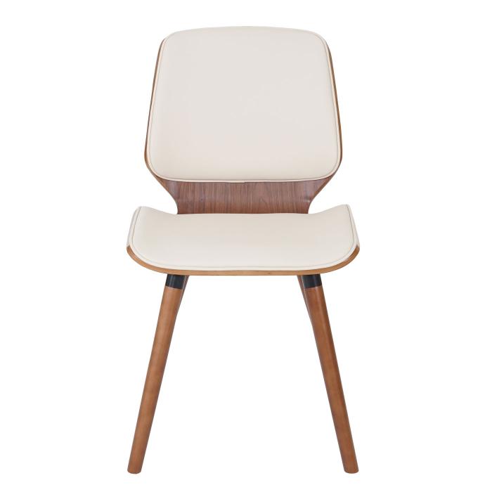 B-Ware (Macken/Riss SK2) | 2er-Set Esszimmerstuhl HWC-B16, Holz Bugholz Retro-Design Walnussoptik ~ Kunstleder creme