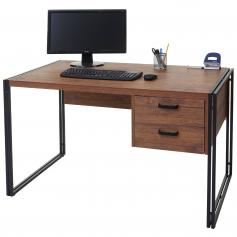 Schreibtisch HWC-A27, Brotisch Computertisch, 76x122x73cm 3D-Struktur, Wildeiche-Optik