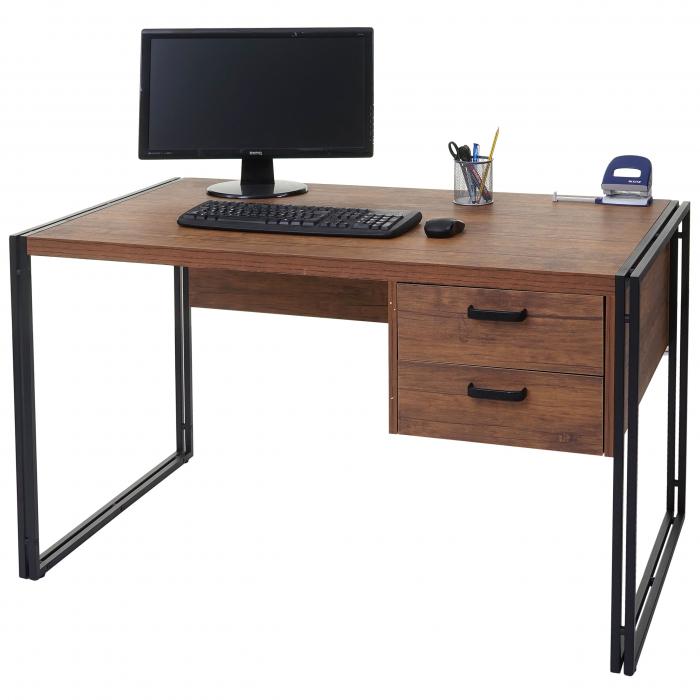 Schreibtisch HWC-A27, Bürotisch Computertisch, 76x122x73cm 3D-Struktur, Wildeiche-Optik