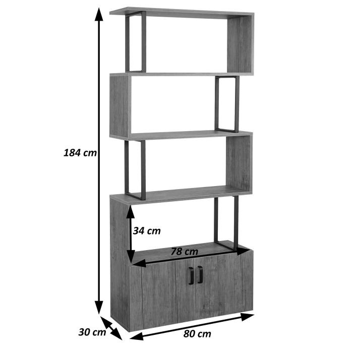 Bcherregal HWC-A27, Regal Standregal Raumteiler Wohnregal, Staufach mit Tr 183x80cm 3D-Struktur ~ Wildeiche-Optik